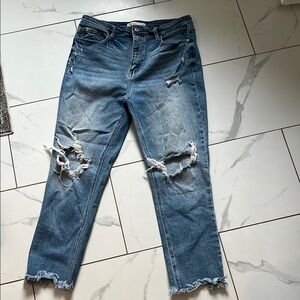 KanCan Blue Cropped Distressed Jeans